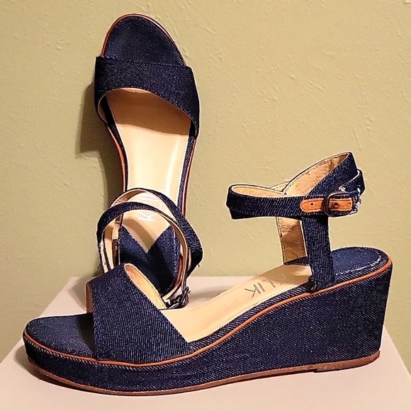 Klik Sashi denim wedge ankle strap sandals - Picture 2 of 9
